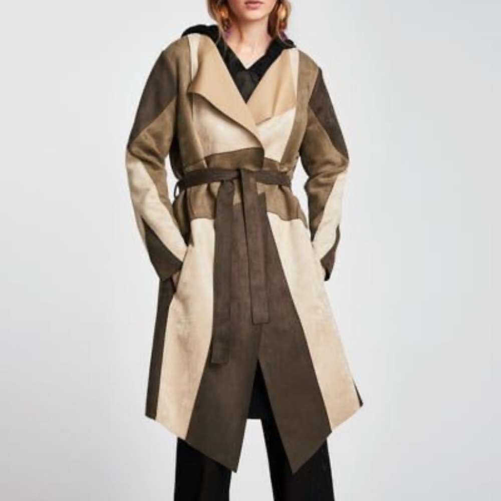 Zara suede patchwork trench